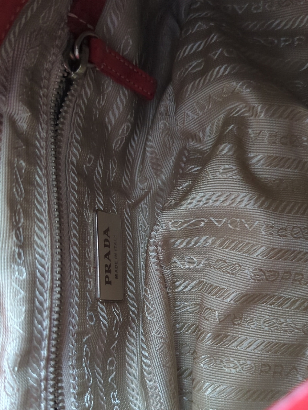 Prada Moon Red Suede Shoulder Bag with Silver-Tone Rings Like 🆕 - Picture 9 of 12